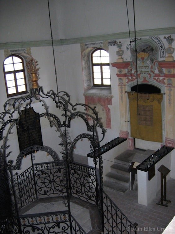 Interior of the Shach synagogue in Holesov, showing the Ark and Bimah