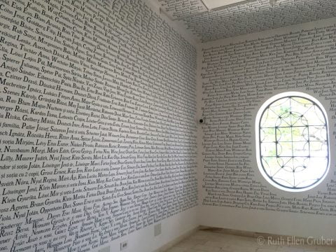 Walls of names, in the Jewish museum in Oradea, Romania