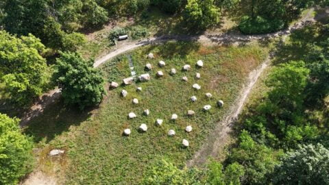 Aerial view of the new Holocaust memorial at the Jewish cemetery in Oborniki Photo: Janusz Marciniak