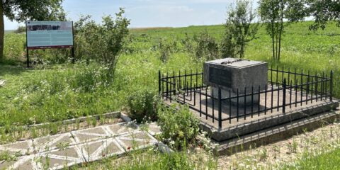 New Rohatyn mass grave signage in situ Photo © Rohatyn Jewish Heritage