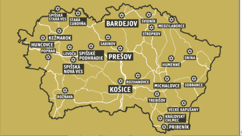 Map of Jewish heritage in eastern Slovakia