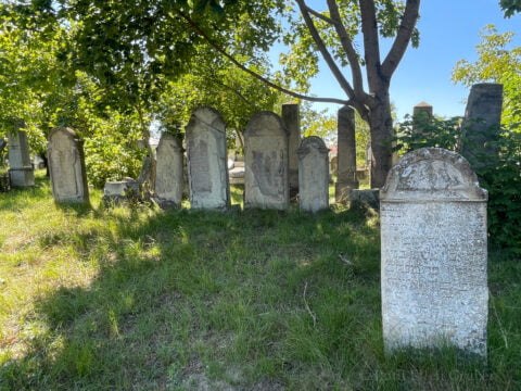 Eroded gravestones in the Făgăraș, România Jewish cemetery