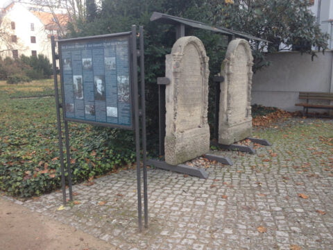 Information board at the Grosse Hamburgerstrasse Jewish cemetery, Berlin