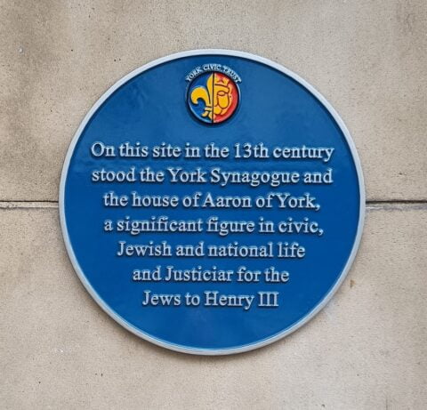 The York medieval synagogue blue plaque