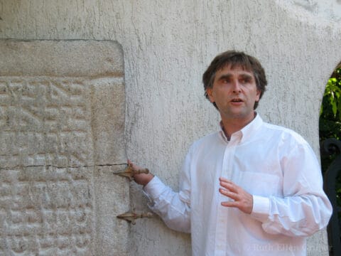 Marcin Wodziński at the old Jewish cemetery in Wroclaw, now run as a museum of funerary art