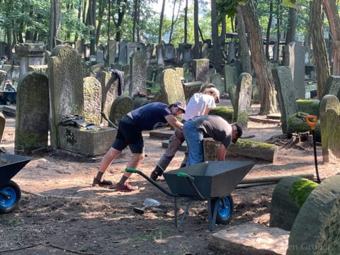 Ongoing restoration work at the Okopowa jewish cemetery Warsaw