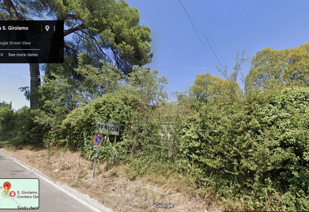  Google street view of the wall of the Perugia Old Jewish Cemetery, August 2024