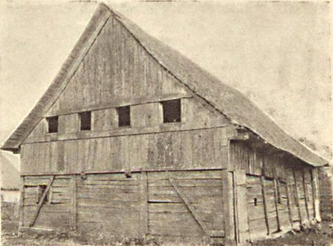 The exterior of the Naznzfalva synagogue, published in 1911