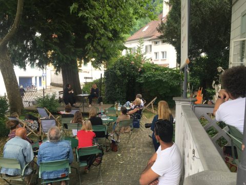 An event in the garden of the Hohenems Jewish museum