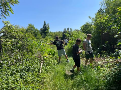 Volunteers clean the Jewish cemetery in Łódź, Poland, June 15, 2025