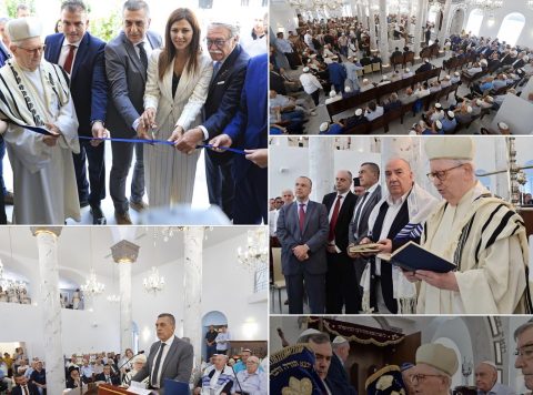 Photo montage of the Larissa synagogue dedication, from Kehila Kadosha Janina Facebook